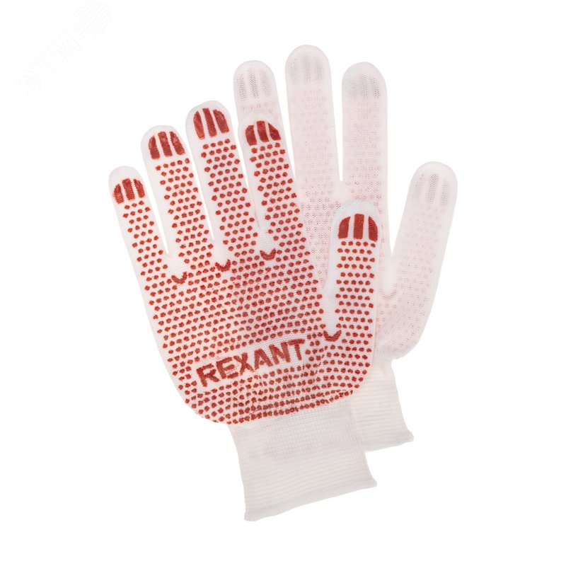 Изображение товара Нейлоновые перчатки белые с ПВХ покрытием REXANT всесезонные универсальные