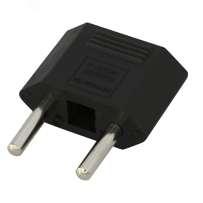 Изображение товара Адаптер сетевой переходник с Евро А/F на тонкую вилку С1 плоский 'Тефаль' 6А б/з черный 1 уп – 1 шт (упак)