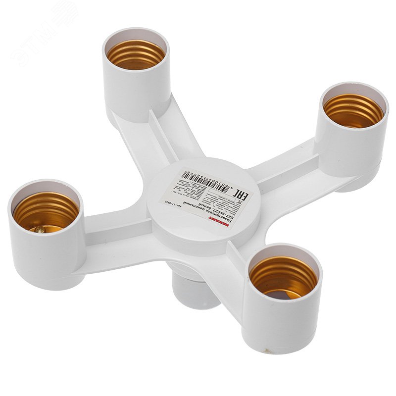 Изображение товара Разветвитель цокольный Е27-4хЕ27 (поворотный цоколь) белый (шт)