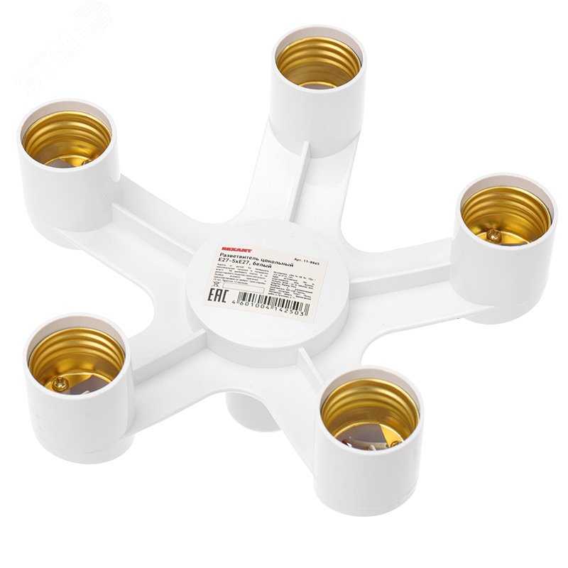 Изображение товара Разветвитель цокольный Е27-5хЕ27 белый 220 В реле