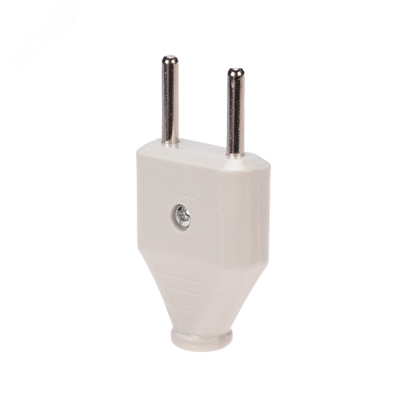 Изображение товара Вилка прямая без заземления 6А плоская белая REXANT штекер для электрошнуров