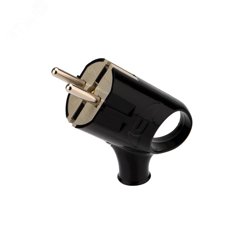 Изображение товара Вилка евро угловая с заземлением 16А черная REXANT