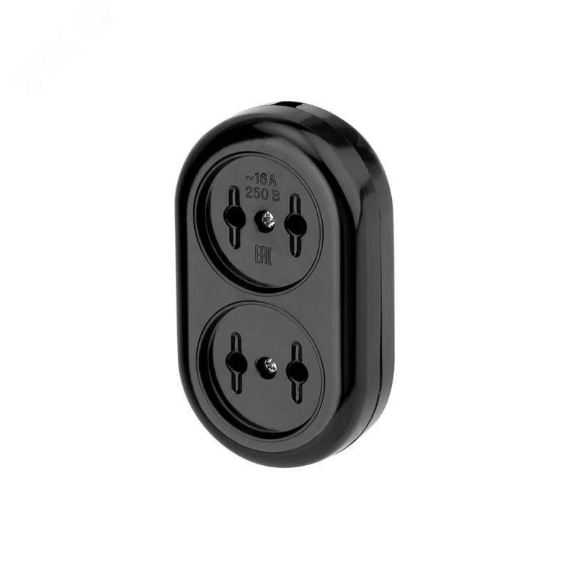 Изображение товара Колодка 2 гнезда карболитовая без заземления 16 А