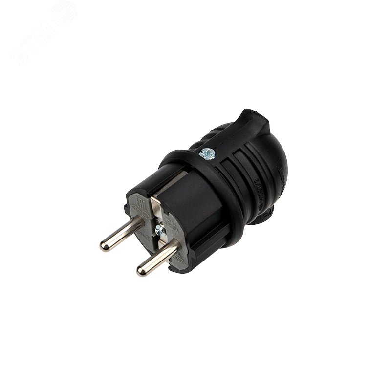 Изображение товара Вилка влагозащищенная угловая с заземлением 16А IP44 каучук, черная (шт)