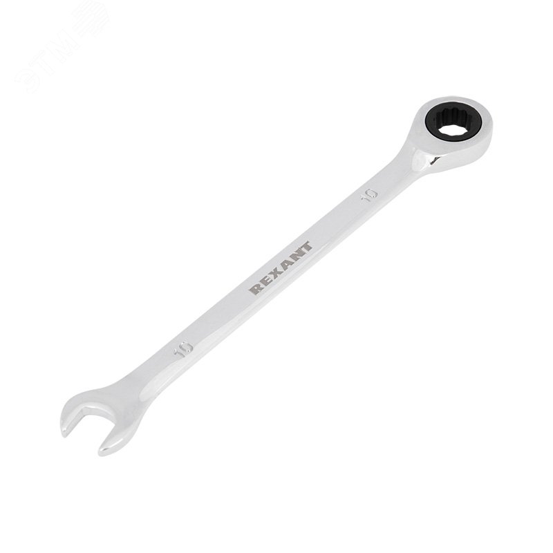 Изображение товара Комбинированный трещоточный ключ 10 мм REXANT с хромированным покрытием