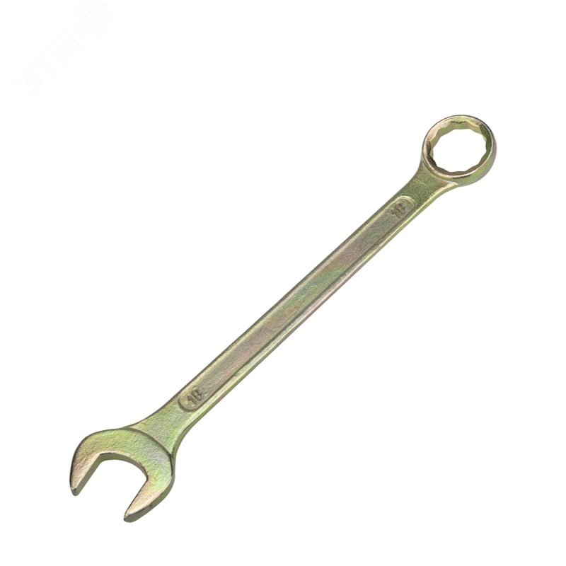 Изображение товара Комбинированный гаечный ключ REXANT 18 мм желтоцинкованный для монтажа и демонтажа