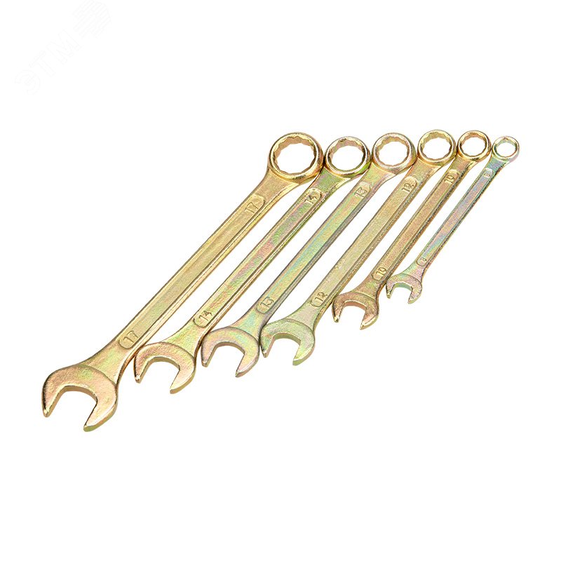 Набор ключей комбинированных (8, 10, 12, 13, 14, 17 мм), (упак - 6 шт.), желтый цинк, REXANT 12-5841-2 REXANT