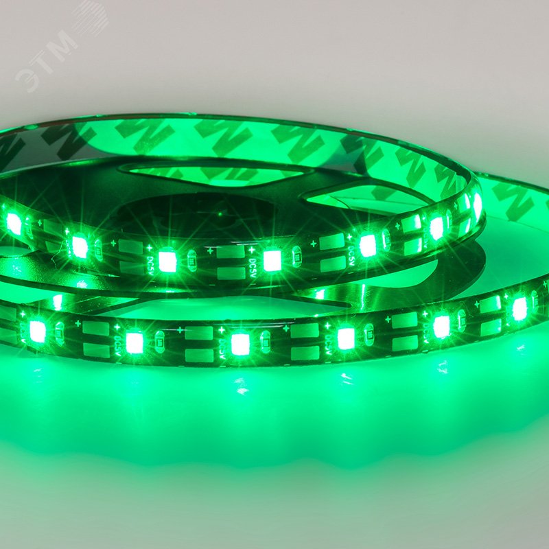 LED лента с USB коннектором 5 В, 8 мм, IP65, SMD 2835, 60 LED/m, цвет свечения зеленый 141-384 REXANT