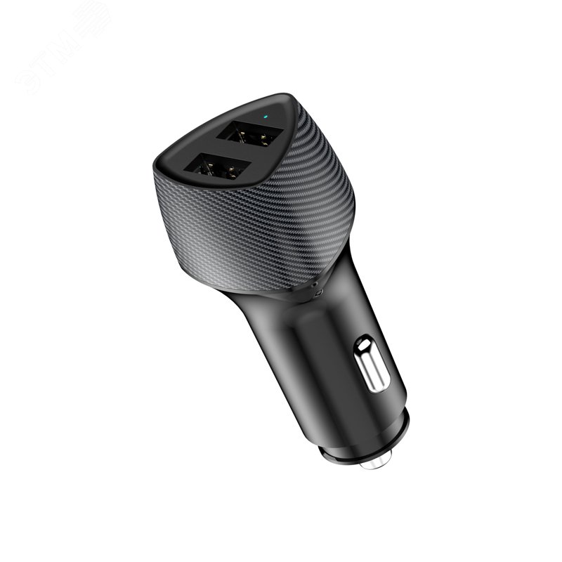 Изображение товара Устройство автомобильное зарядное c двумя портами (USB-A QC 3.0 + USB-A 3,1A) со световой индикацией, 18Вт, черное (шт)