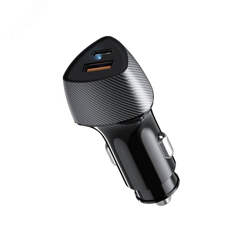 Изображение товара Автомобильное зарядное устройство с двумя портами USB-A и USB-C 51Вт