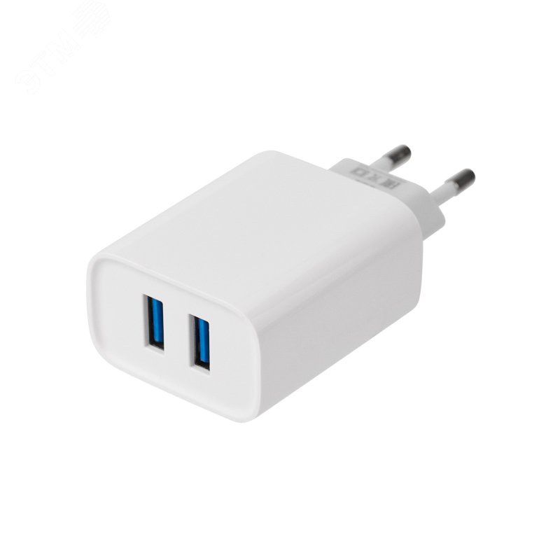 Изображение товара Устройство сетевое зарядное для iPhone iPad REXANT 2 USB 5V 2.4A белое