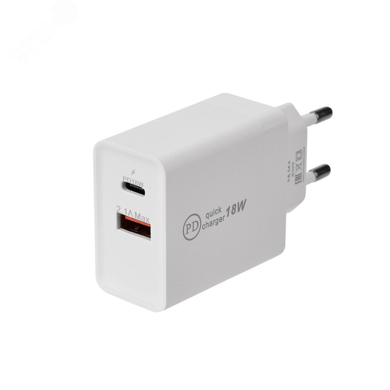 Устройство сетевое зарядное для iPhone, iPad Type-C + USB 3.0 с Quick charge, белое, 16-0278 REXANT - превью