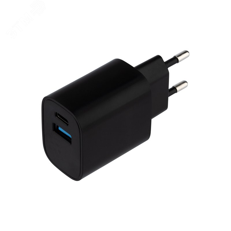 Устройство сетевое зарядное USB + Type-C, 5V, 2.4 A, черное, REXANT 16-0297 REXANT - превью