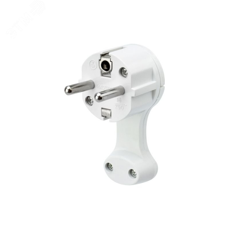 Изображение товара Вилка евро угловая с заземлением 16 А плоская за шкаф REXANT