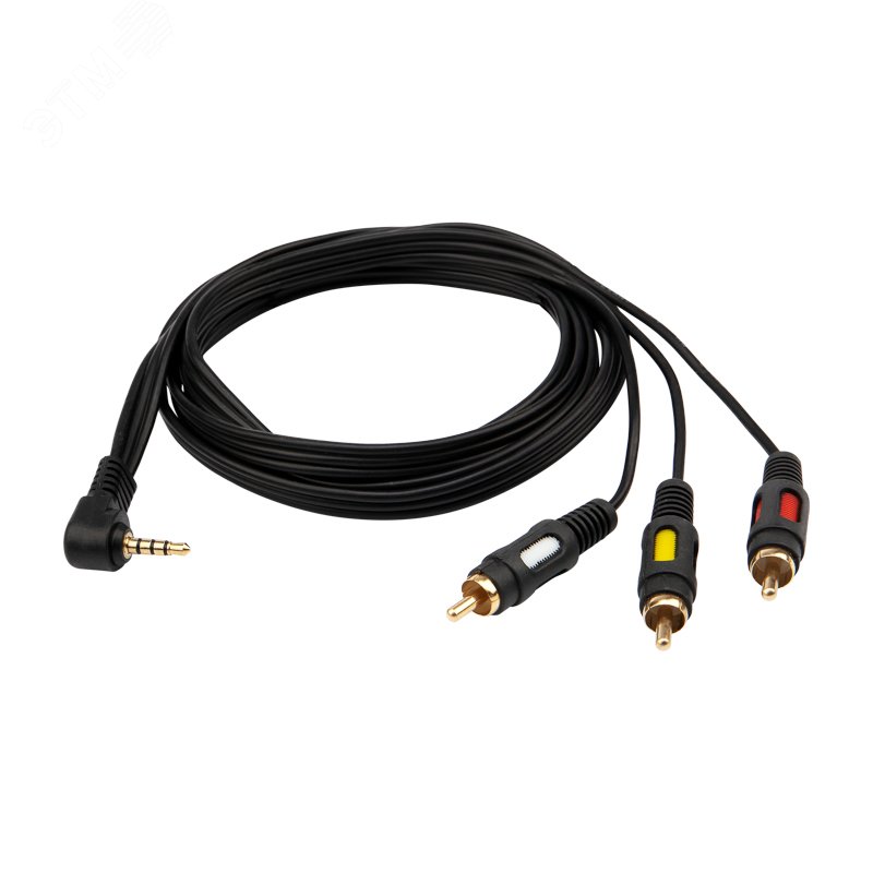 Изображение товара Аудио кабель 3.5 мм 4C - 3 RCA, 1.5 м, GOLD (шт)