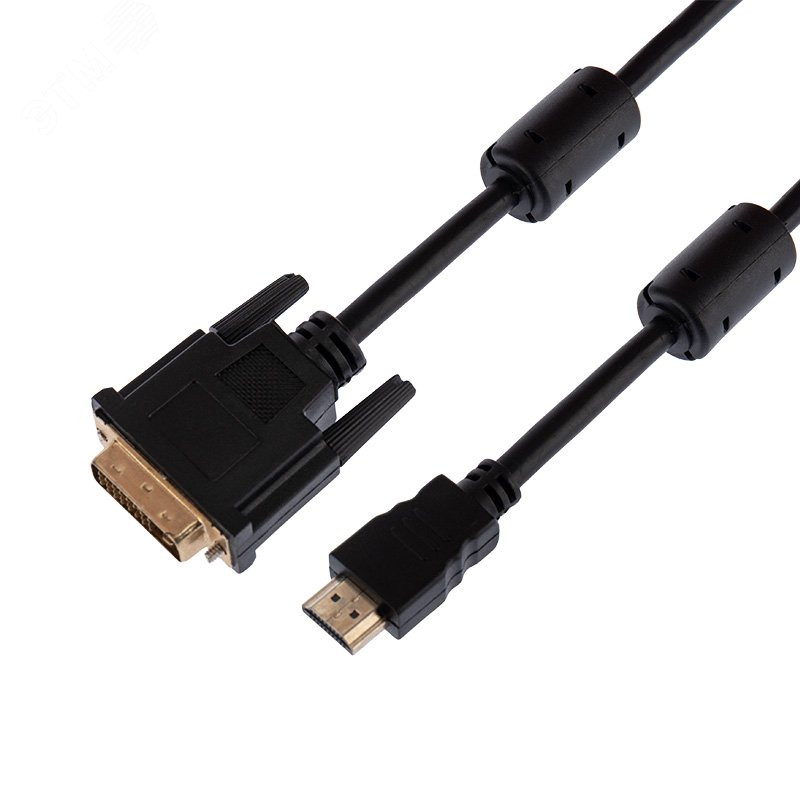 Шнур HDMI - DVI-D с фильтрами. длина 5 метров (GOLD) (PE пакет), 17-6306 REXANT