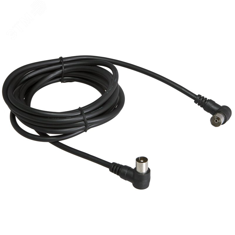 Изображение товара Шнур ТВ гнездо - ТВ штекер, угловой, 1.5м, черный REXANT