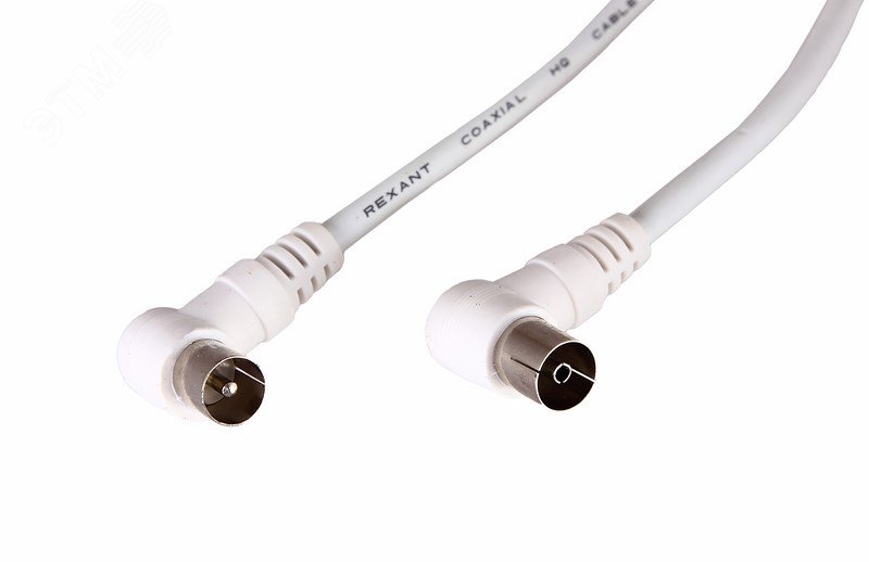 Изображение товара Шнур ТВ гнездо - ТВ штекер, угловой, длина 5 метров, белый, (шт)