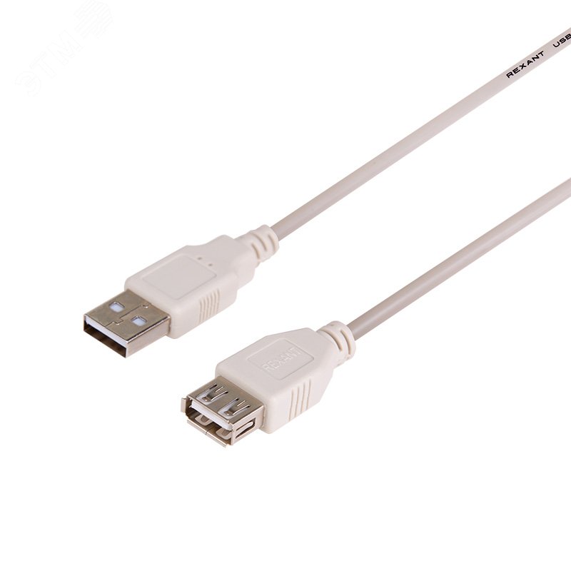 Кабель USB (шт. USB A - гн. USB A) 1.8 метра, серый, 18-1114, 18-1114 REXANT