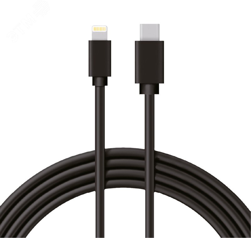 Изображение товара Кабель Type-C Lightning 3A 1м PVC черный быстрое зарядка и передача данных