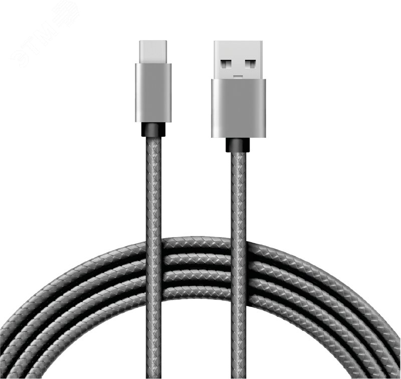 Изображение товара Кабель USB-Type-C, 3A, nylon, grafit, 1m REXANT