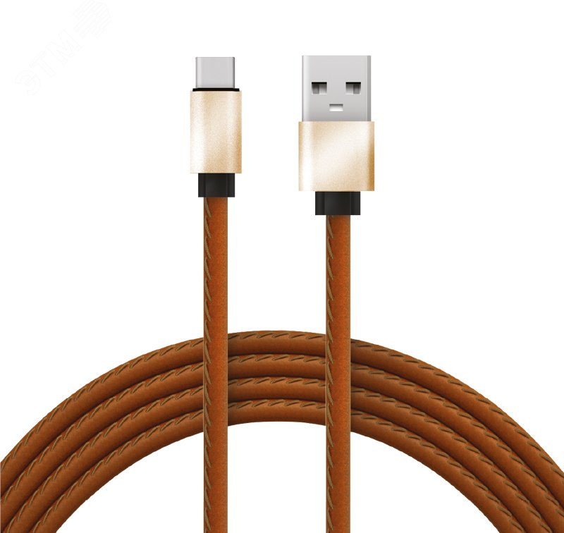 Изображение товара Кабель USB-Type-C REXANT 2A в кожаной оплетке, 1 метр, коричневый