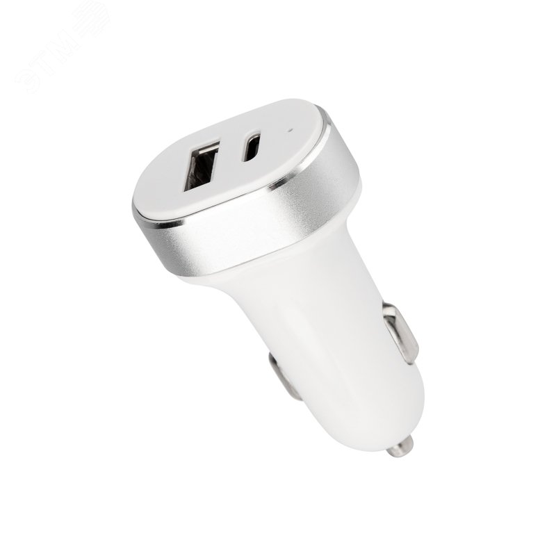 Автозарядка в прикуриватель АЗУ USB-A+USB-C 3.1 A белая