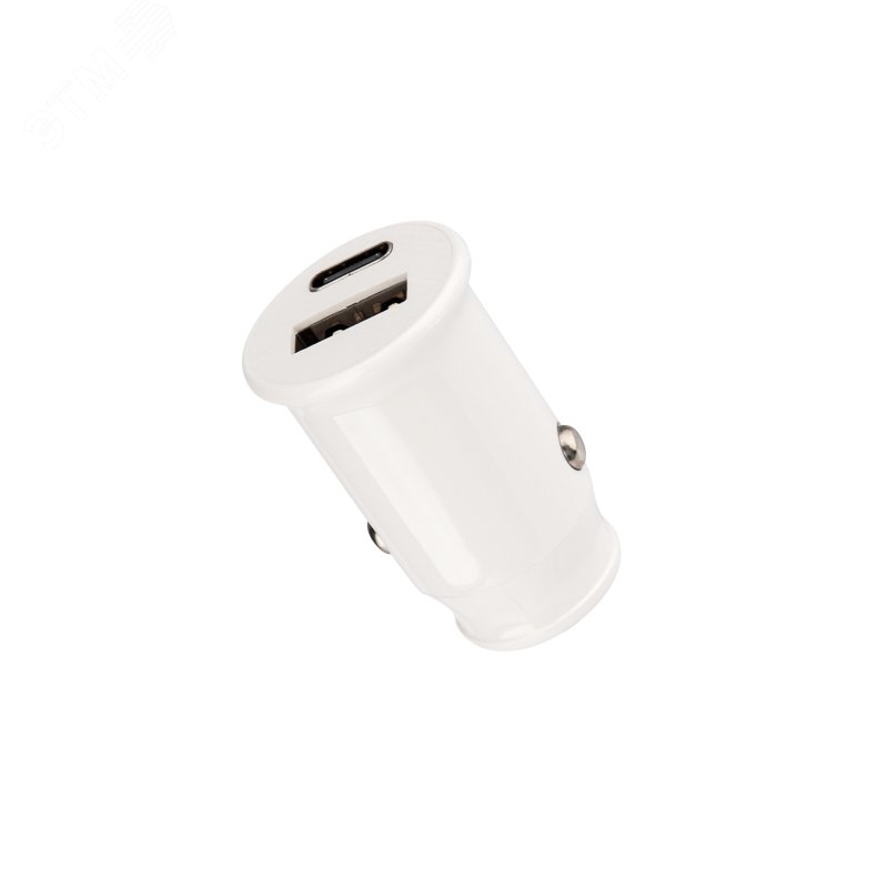 Автозарядка в прикуриватель АЗУ USB-A+USB-C 2.4 A белая