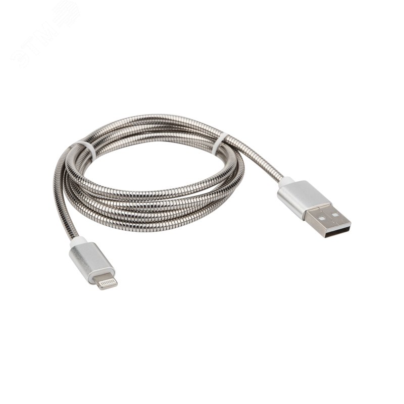 Кабель USB-Lightning для iPhone, metall, steel color, 1m, 18-4247, 18-4247 REXANT