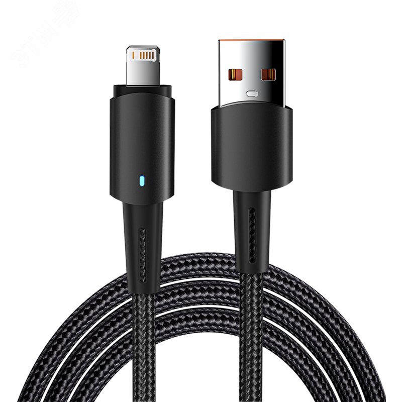 Изображение товара Кабель USB-A Lightning для Apple 1м черный быстрый заряд и передача данных