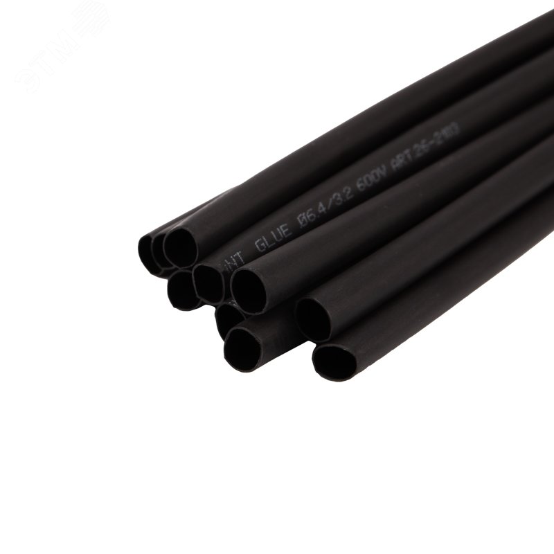 Термоусаживаемая трубка двухстенная клеевая 6,4 3,2 мм черная (уп.10 шт. по 1 м., REXANT 26-2103 REXANT