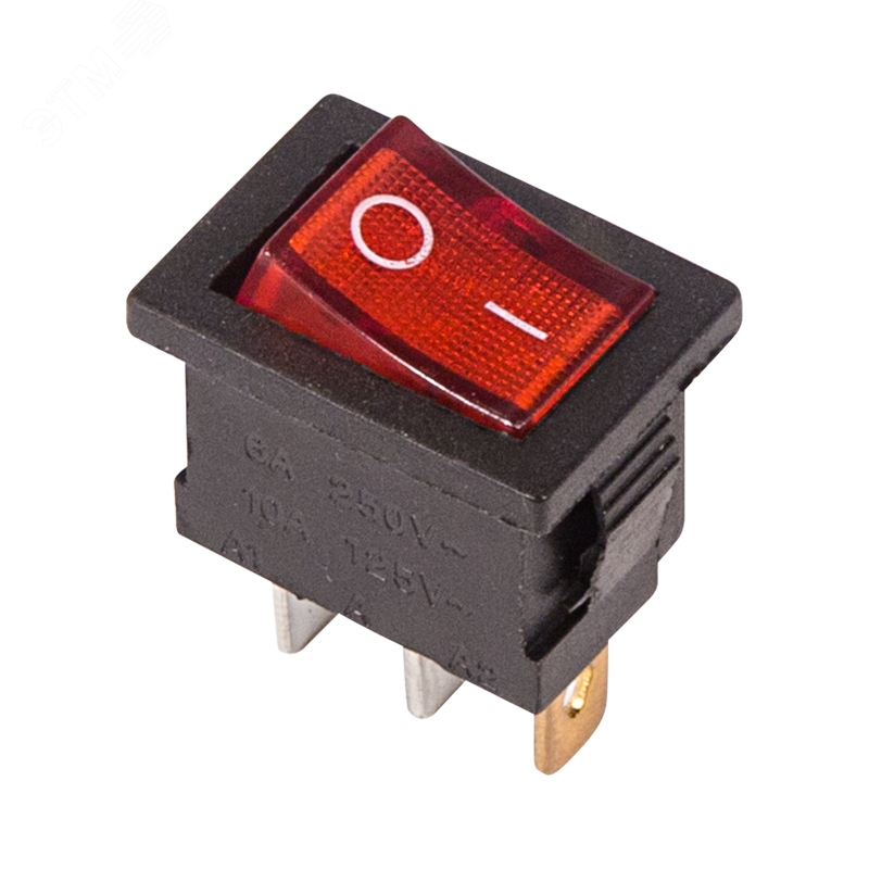 Выключатель клавишный 250V 6А (3с) ON-OFF красный с подсветкой Mini 36-2150 REXANT