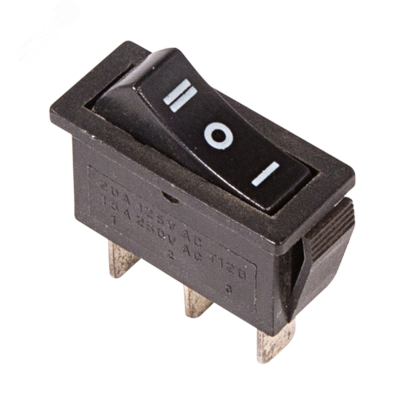 Выключатель клавишный 250V 10А (3с) ON-OFF-ON черный с нейтралью 36-2220 REXANT