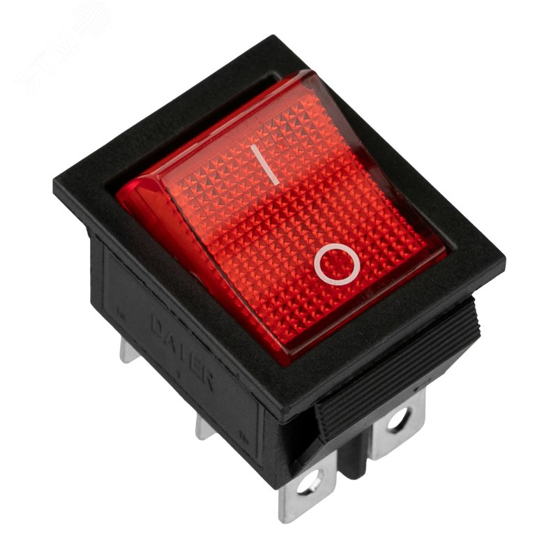 Изображение товара Выключатель клавишный 250V 15А ON-ON красный с подсветкой RWB-506
