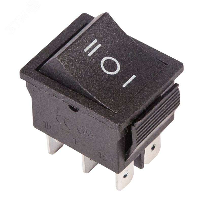 Изображение товара Выключатель клавишный 250V 15А ON-OFF-ON черный REXANT