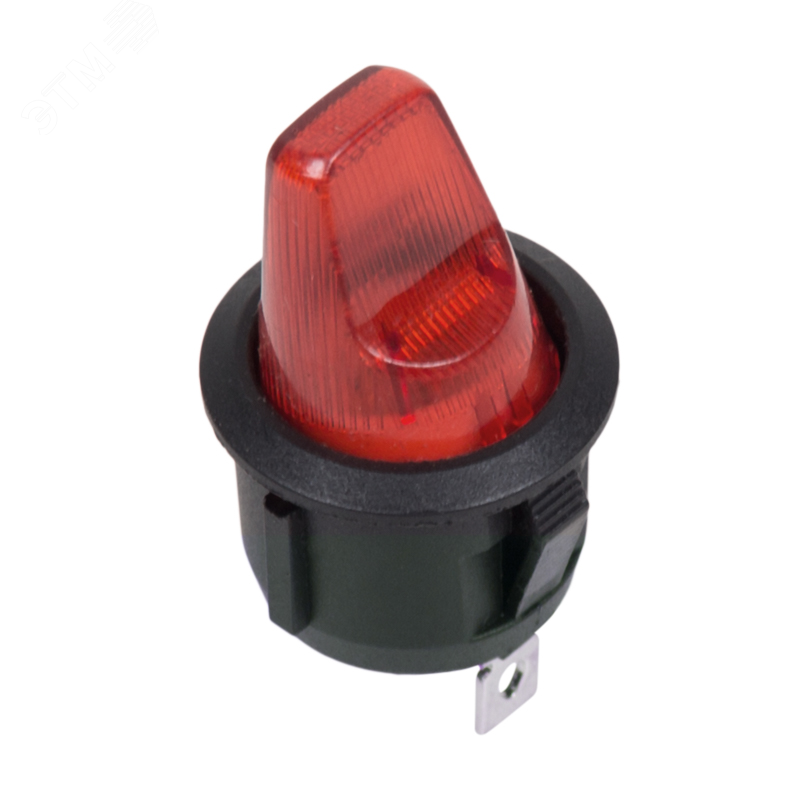 Изображение товара Круглый клавишный выключатель 12V 16A ON-OFF с подсветкой красный