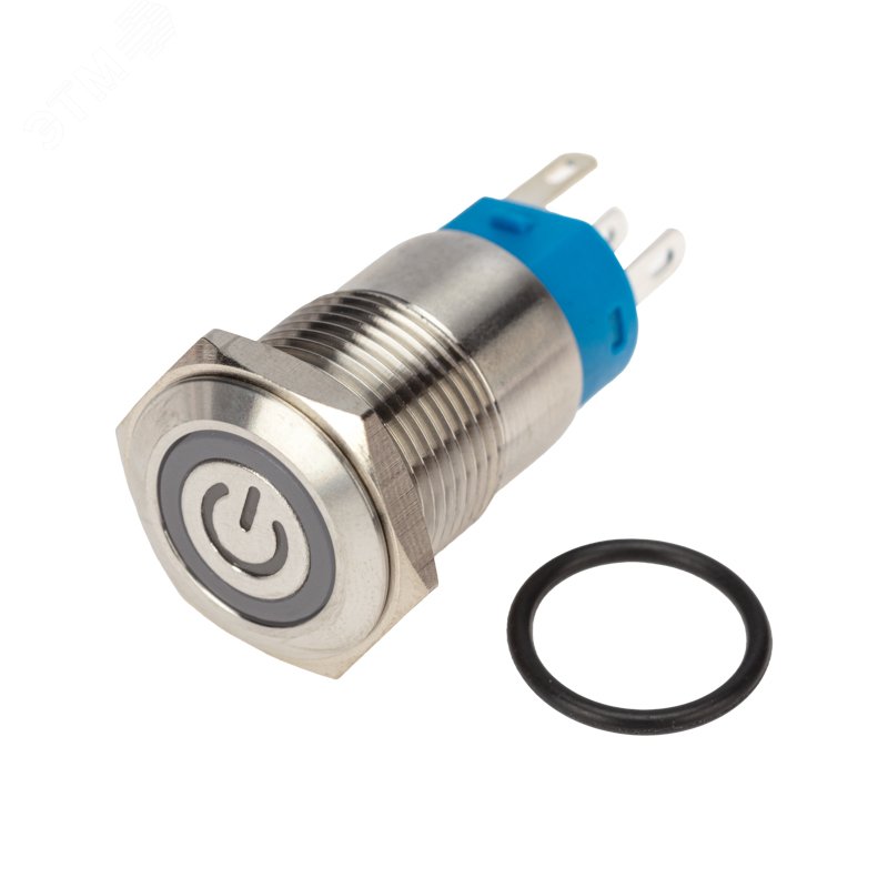 Изображение товара Кнопка антивандальная 16 250В Б/Фикс (5с) OFF-(ON) / ON-(OFF) плоская подсв/красная POWER (шт)