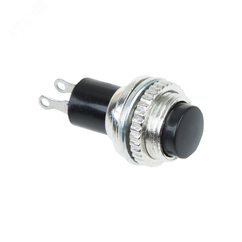 Изображение товара Выключатель-кнопка металл 220V 2А (2с) (ON)-OFF 10.2 черная Mini (шт)