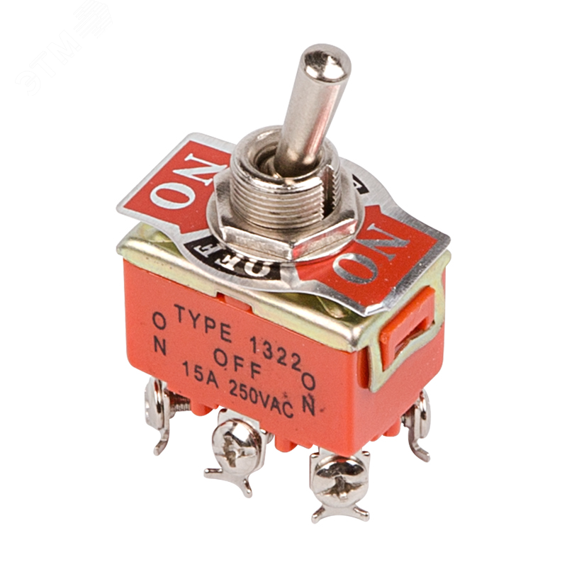 Изображение товара Тумблер 250V 15А 6c ON OFF ON двухполюсный REXANT