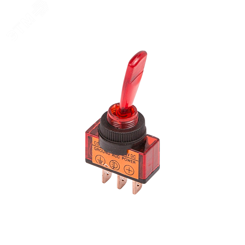 Изображение товара Тумблер 12V 20А ON OFF однополюсный с красной подсветкой Rexant 36-4370