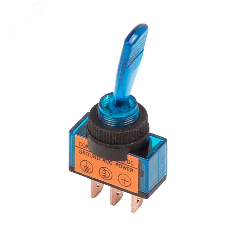 Изображение товара Тумблер 12V 20А ON-OFF однополюсный с синей подсветкой REXANT