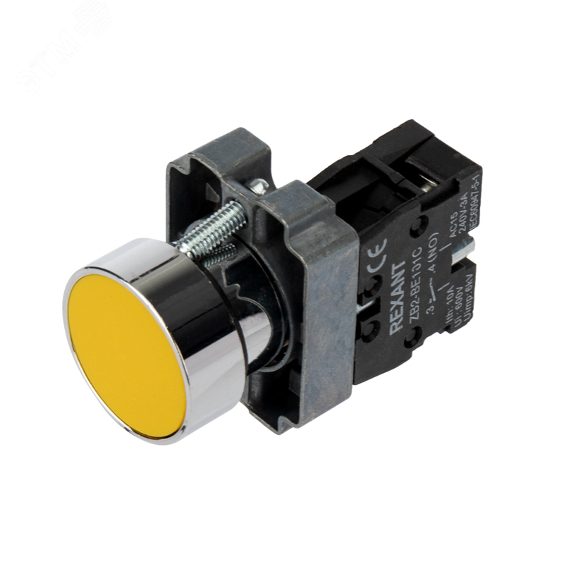 Изображение товара Кнопка XB2 желтая NO 220В винтовое соединение для технологического оборудования
