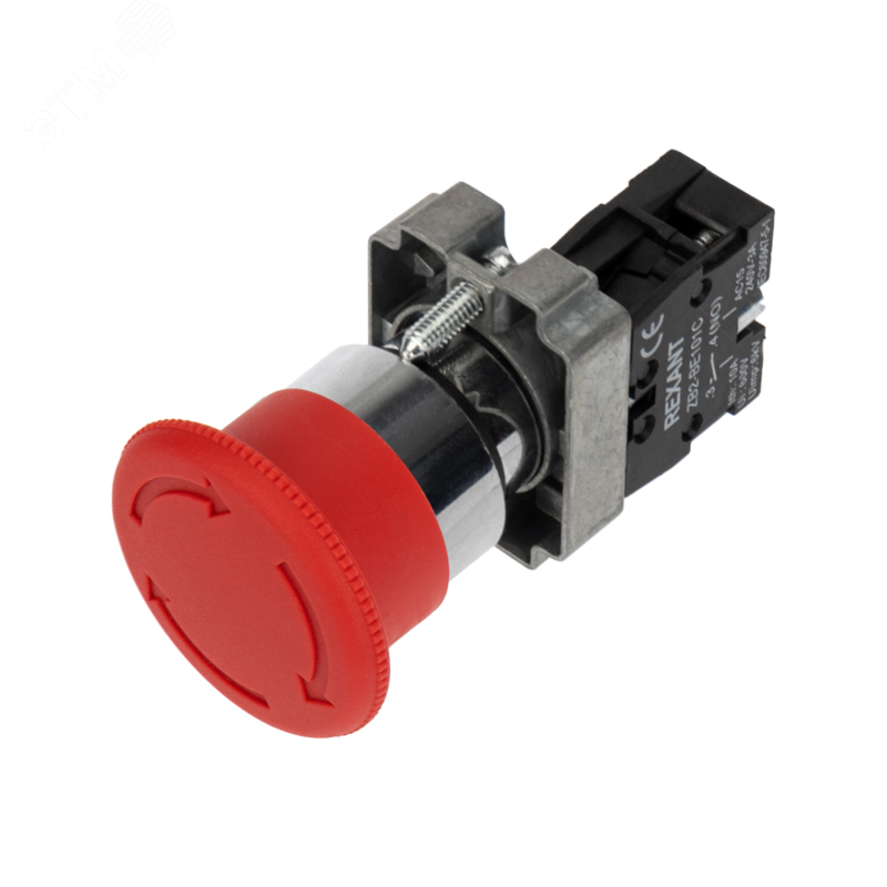 Изображение товара Кнопка XB2-BS поворотная красная грибок NC 220 В IP40 REXANT