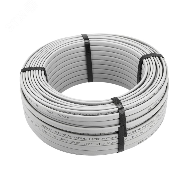 Изображение товара Саморегулирующийся кабель для обогрева труб REXANT SRL16-2 50м 16Вт/м