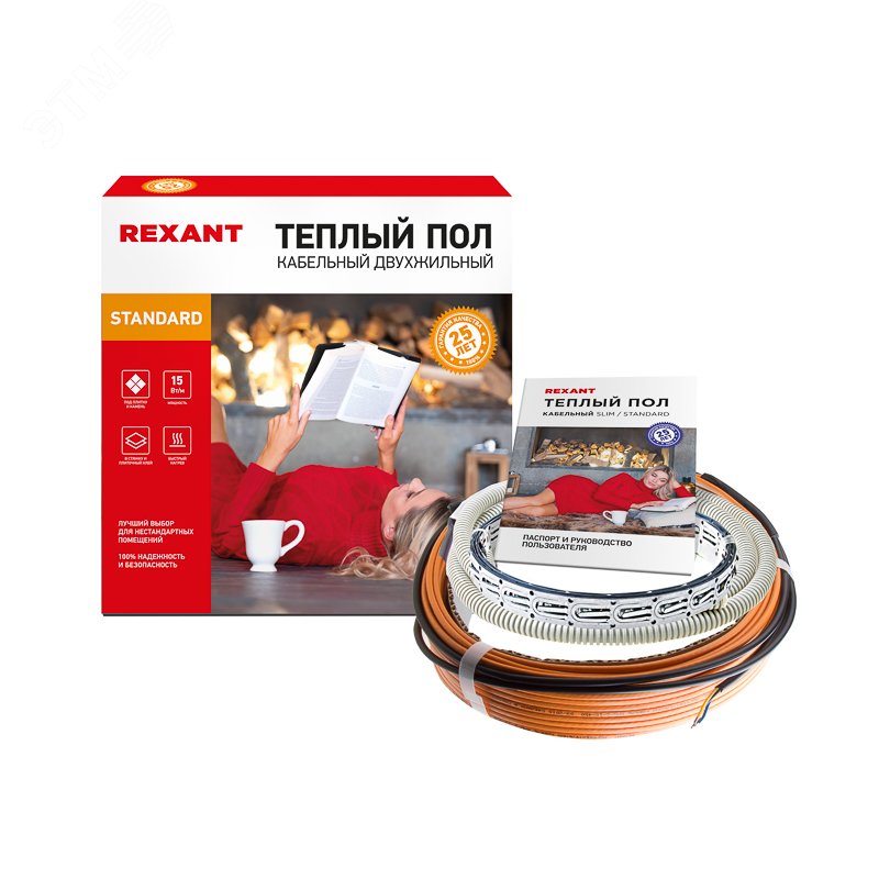 Изображение товара Теплый пол REXANT Standard RND-40-600 600Вт 40м двухжильный в стяжку