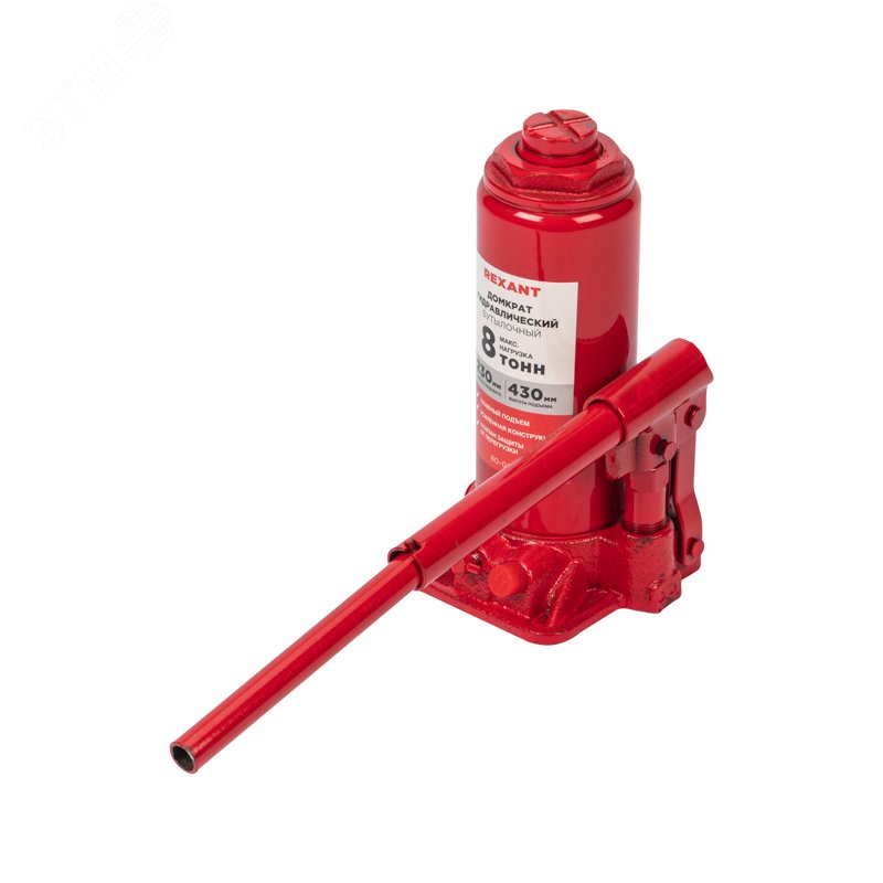 Изображение товара Домкрат гидравлический бутылочный Rexant 8 тонн с высотой подъема до 457 мм