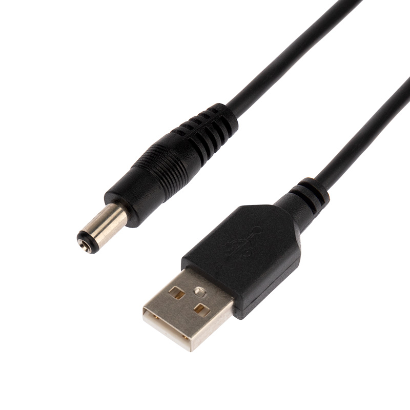 Кабель USB штекер - DC 2.1х5.5мм, 1.5м., черный
