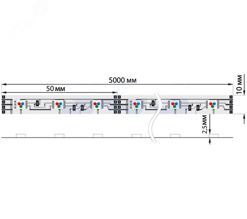 Лента светодиодная 14.4Вт/м 12В красный IP65 LEDx60/м 5м SMD5050 — фото 3