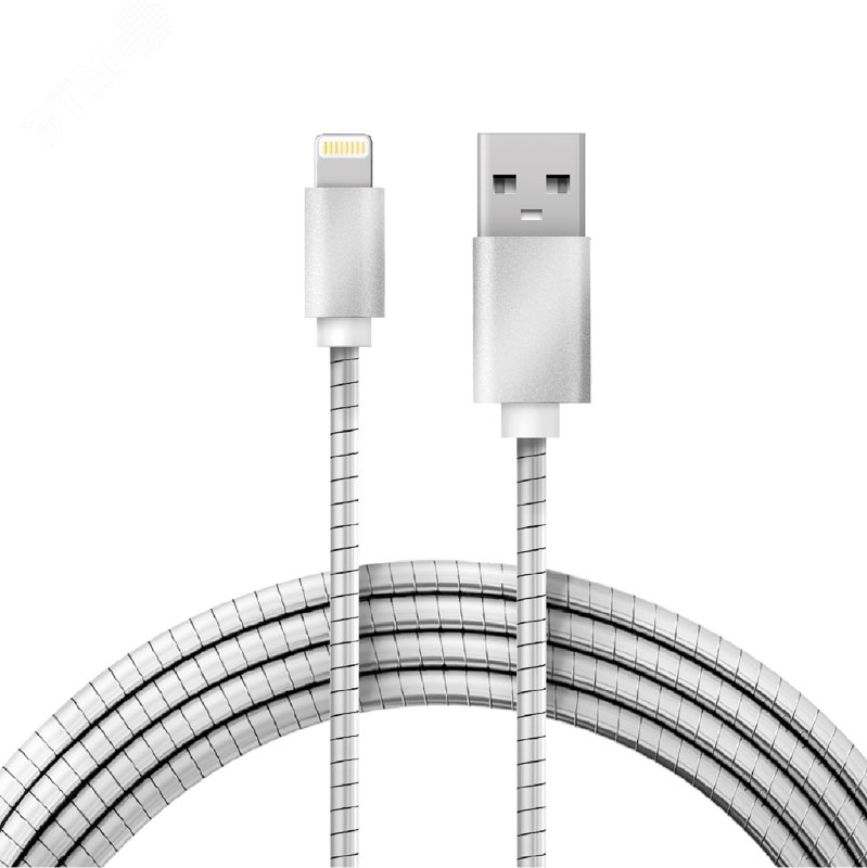 Изображение товара Кабель USB-Lightning для iPhone, metall, steel color, 1m, 18-4247, (шт)