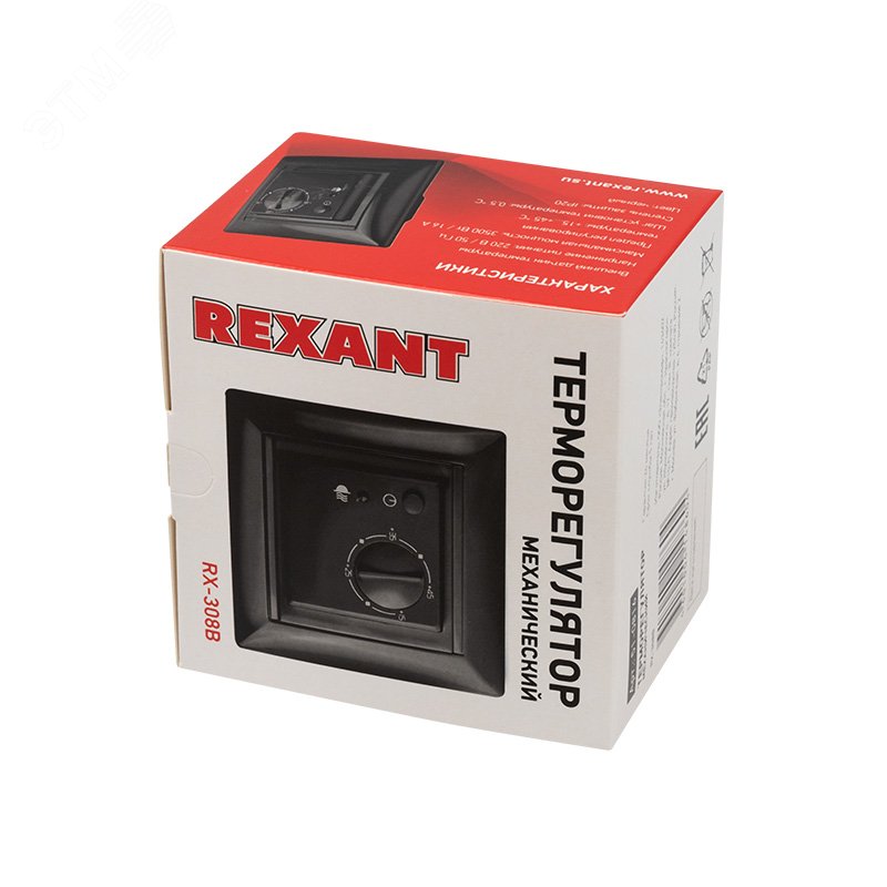 Терморегулятор механический RX-308B черный (совместим с Legrand серии Valena), REXANT 51-0816 REXANT - превью 3